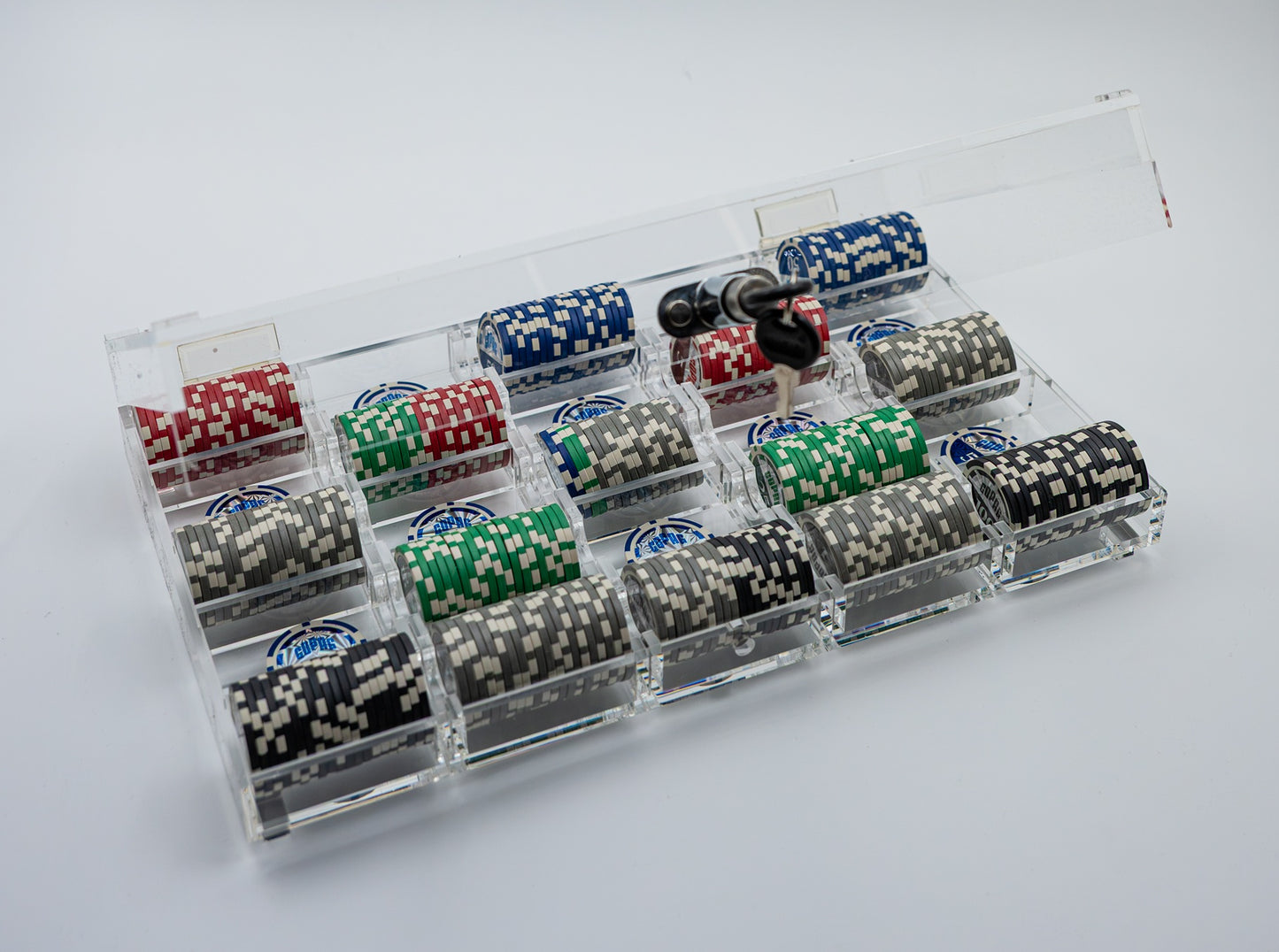 Låsbar rack for 500 sjetonger